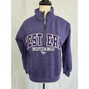 Dubwear‎ Clothing Co Purple Heathered Mustangs Quarter Zip Sweatshirt Women's XS